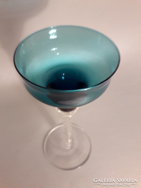 Olajzöld muránói üveg gyertyatartó, mécsestartó impozáns 20 cm magas
