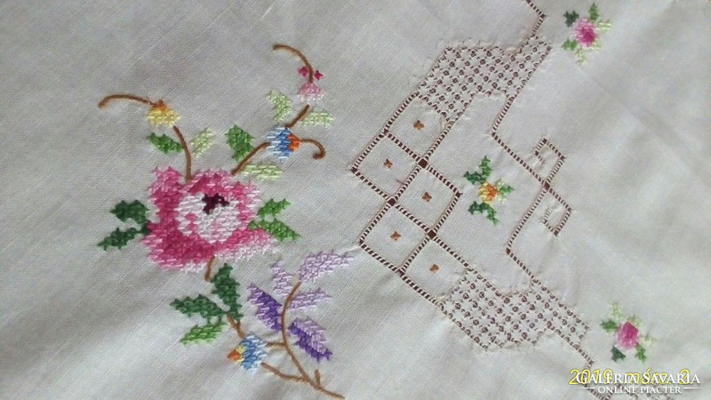 Thin cotton, hand-embroidered tablecloth