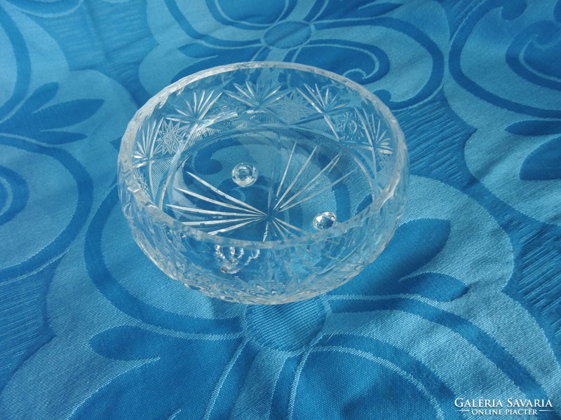 Régi kristály üveg háromlábú asztalközép