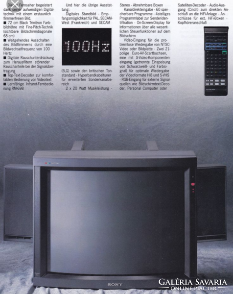SONY televizióhoz  Trinitron 100 Hz, 72cm  távvezérlő  RM-698 typ. TV/VTR/MDP! 