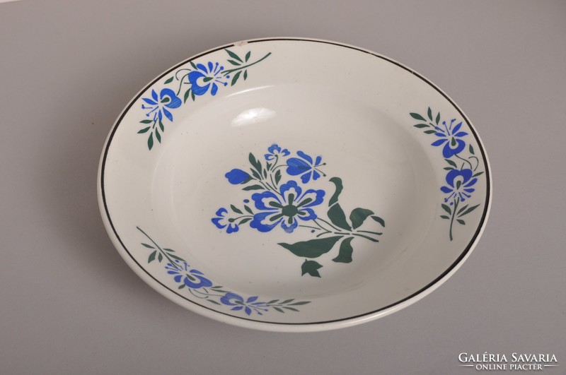 Antique Wilhelmsburg faience wall plate with screened pattern, marked.