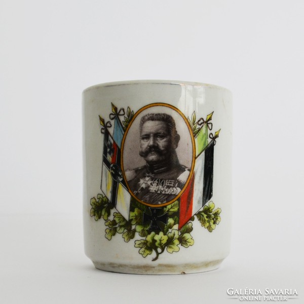 I. World War II porcelain commemorative cup with a portrait of Hindenburg /1./