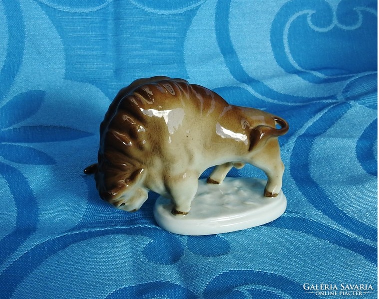 Bison - zsolnay mini porcelain figure - rare