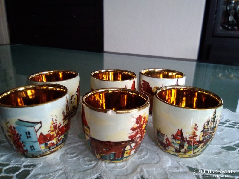 Old hand-painted, gilded ceramic brandy set inside!