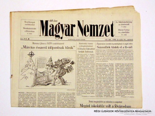 1998 december 10  /  Magyar Nemzet  /  Régi ÚJSÁGOK KÉPREGÉNYEK MAGAZINOK Szs.:  8624