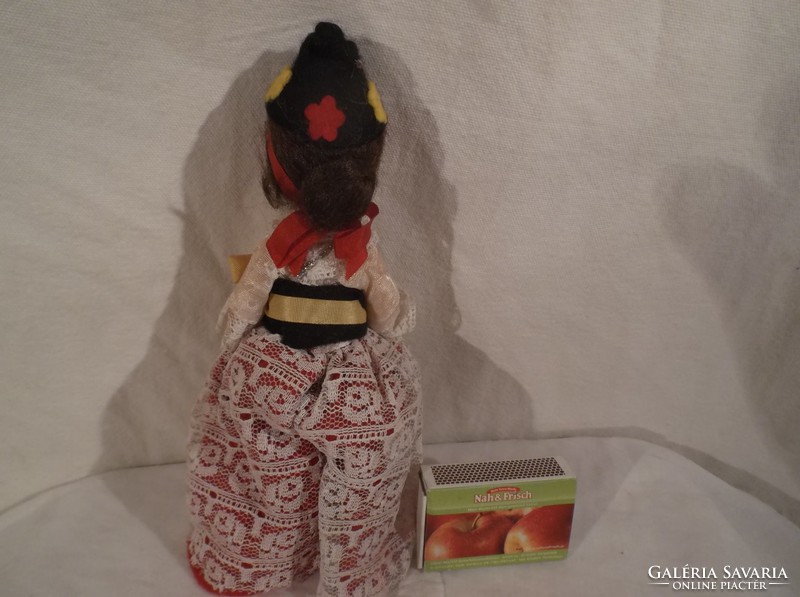 Doll - old - blinking - large - folk costume rubber doll, 17 x 6 cm