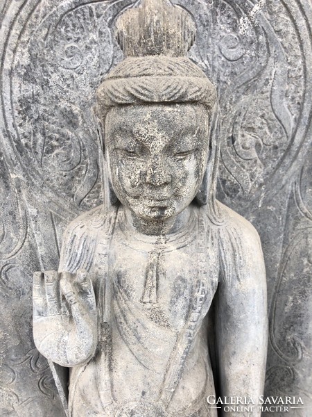 Antik márvány buddha keleti faragvány