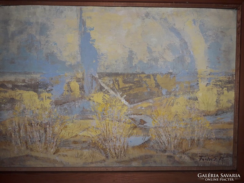 Image size: 57 cm x 84 gallery important Sandor - cast - tempera / woodblock painting from 1979