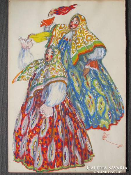Attributed to Gyula Gróf Batthyány: singing girls in folk costumes