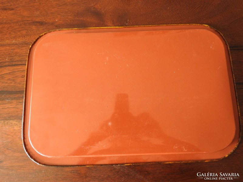 Old enamel bowl with waterfront landscape