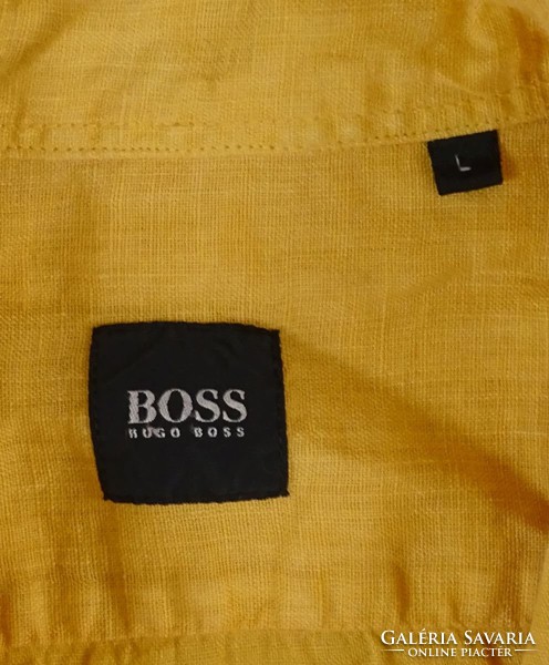0V908 Hugo Boss sárga rövid ujjú lenvászon ing