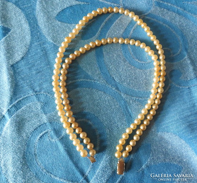 Double row antique string of pearls - pearl necklaces