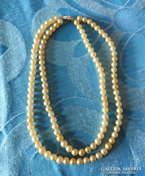 Double row antique string of pearls - pearl necklaces