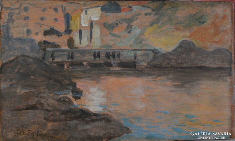 Schönberger Armandnak tulajdonitva (1885-1974): Tájkép, Santa Rosalia tó, Szicília