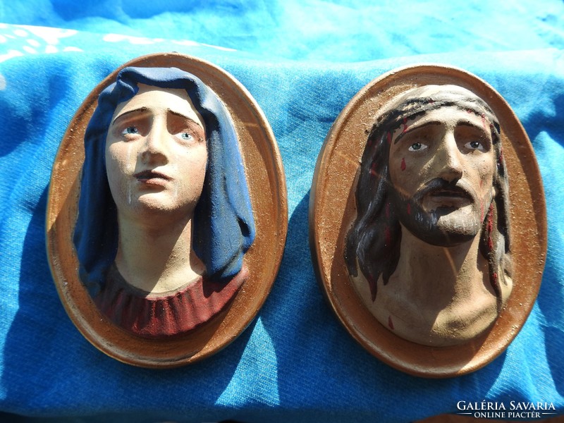 Antik kerámia falikép pár - Szűz Mária és Jézus