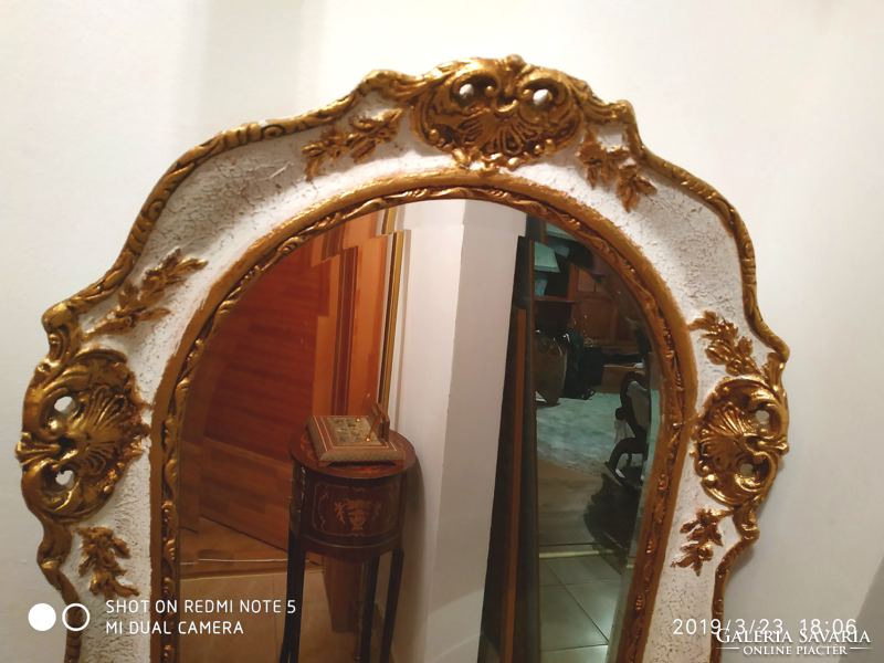 Antik barokk valódi fa keretes tükör 134 x 50 cm