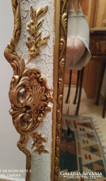 Antik barokk valódi fa keretes tükör 134 x 50 cm