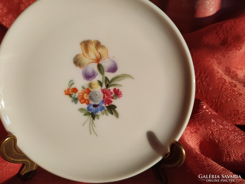 Flower-patterned porcelain bowl, plate, glass coaster