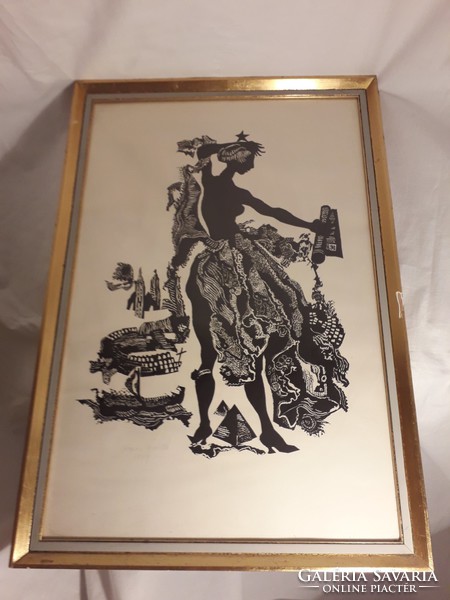 Kopasz Márta 1974 keretezett mérete: 41,5 cm x 60 cm