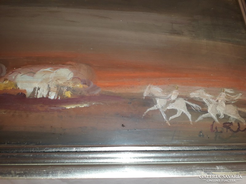 Mihály Cs. Pataj - on a hilltop - oil/wooden painting