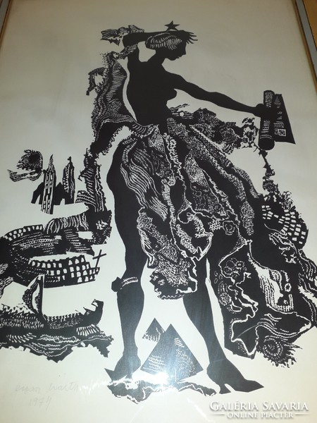 Kopasz Márta 1974 keretezett mérete: 41,5 cm x 60 cm