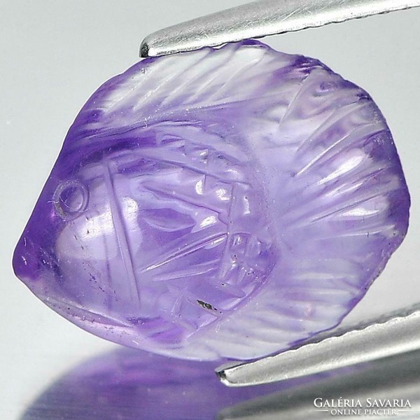 Real, 100% natural carved/engraved purple amethyst fish 4.80Ct - st.