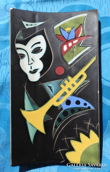 Masked ball - art deco bent ceramic wall ceramic