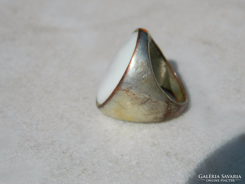 Antique silver-plated huge head bronze ring