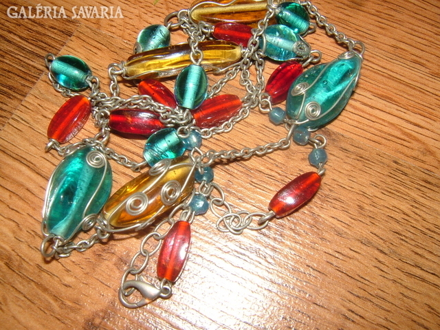 Beautiful jeweled - three rows of blue necklaces
