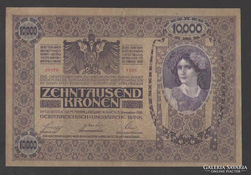 10000 Korona 1918. Overstamping Hungary !! Vf + !! Beautiful!!