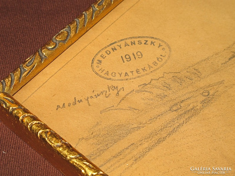 Mednyánszky drawing with estate seal.