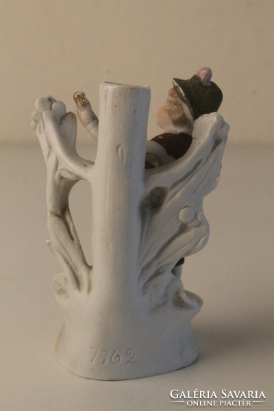 Bisquit (biszkvit) porcelán szobor, váza lantos kisfiú figurával