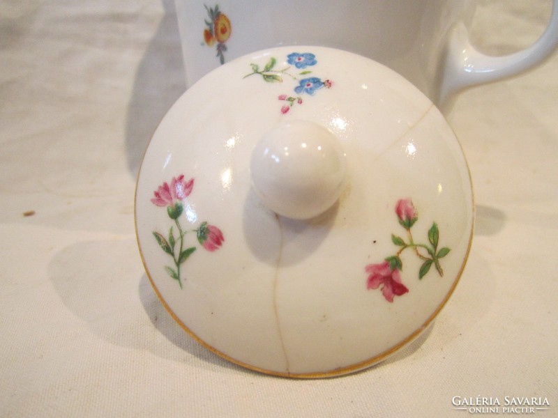 Zsolnay kis virágos porcelán teás kávés kancsó kiöntő