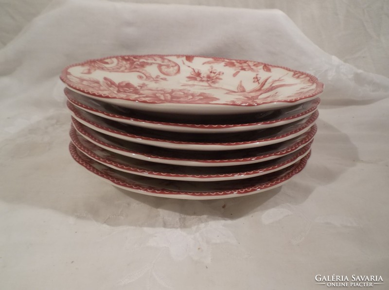 Plate - 6 pcs - adelaide maroon by 222 fifth - 22 cm - porcelain - perfect - flawless