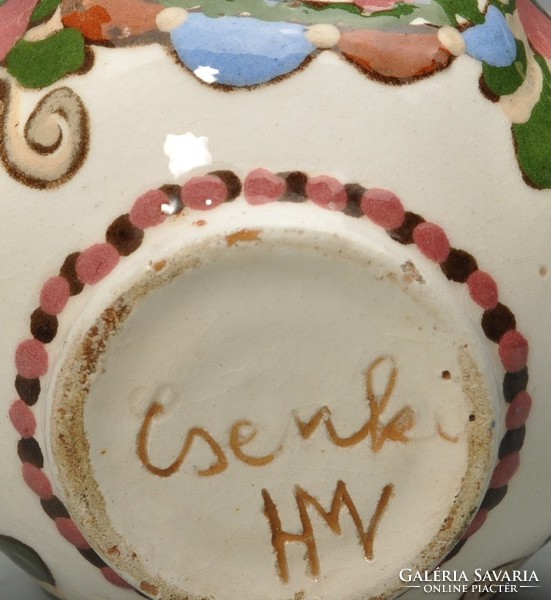 Hódmezővásárhelyi majolika váza, HMV Csenki ( Czvalinga ).
