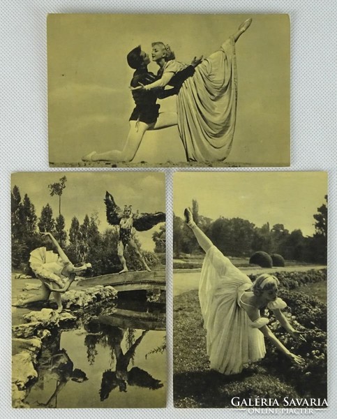 0W186 Fekete-fehér balett képeslap 3 darab