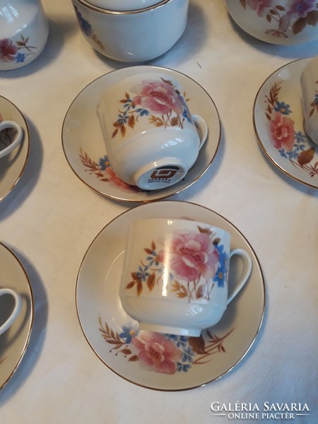 Olasz   mokkás  készlet   ritka  szép  rózsás   porcelán  9000 ft