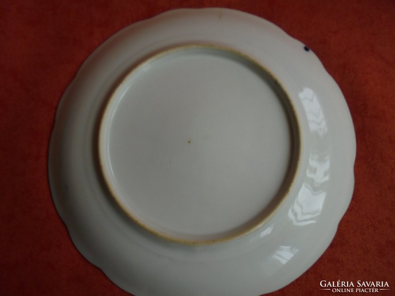 Régi jelenetes kobaltkék porcelán tányér