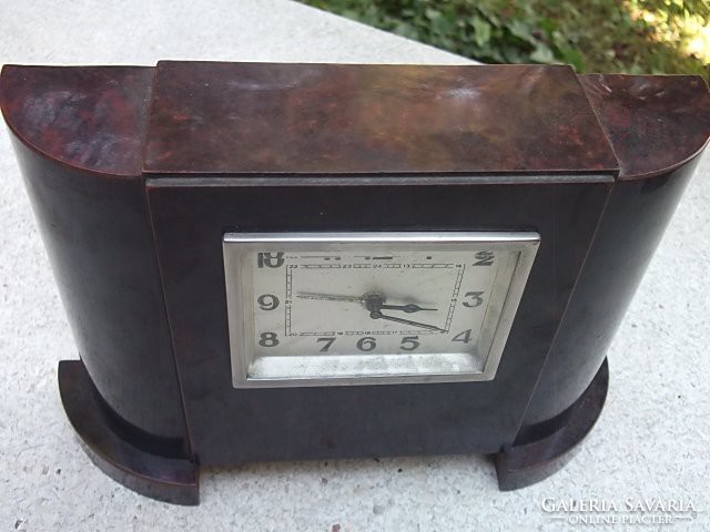 Special art deco table clock with alarm function - freshly repaired - rare