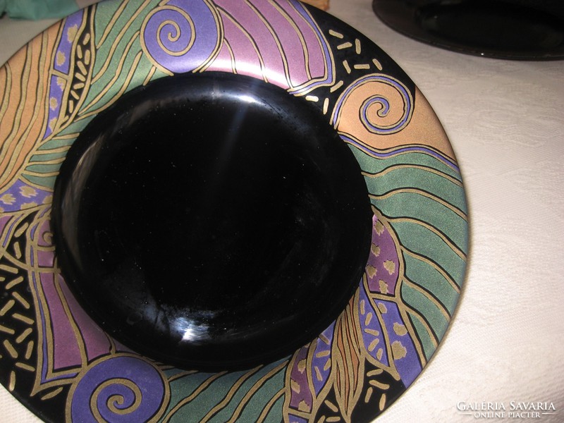 ARCOROC , francia , művészi   , lapos , üveg tányér  ,  25 cm