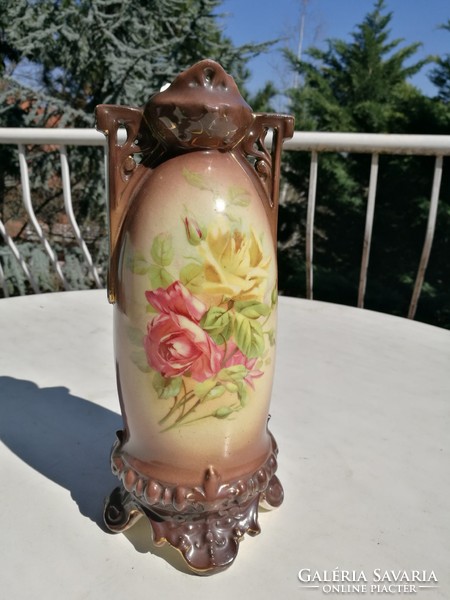 Antique rose faience vase