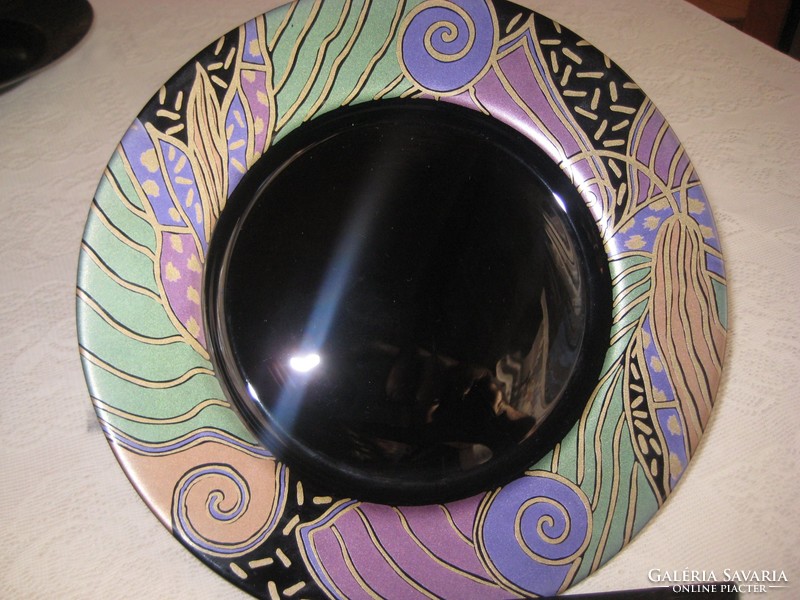 ARCOROC , francia , művészi   , mély , üveg tányér  ,  22,5 cm