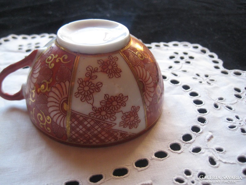 Japán , lehelet finom ,  tojáshéj porcelán  csésze , 5 x4,8 cm kézi festésű