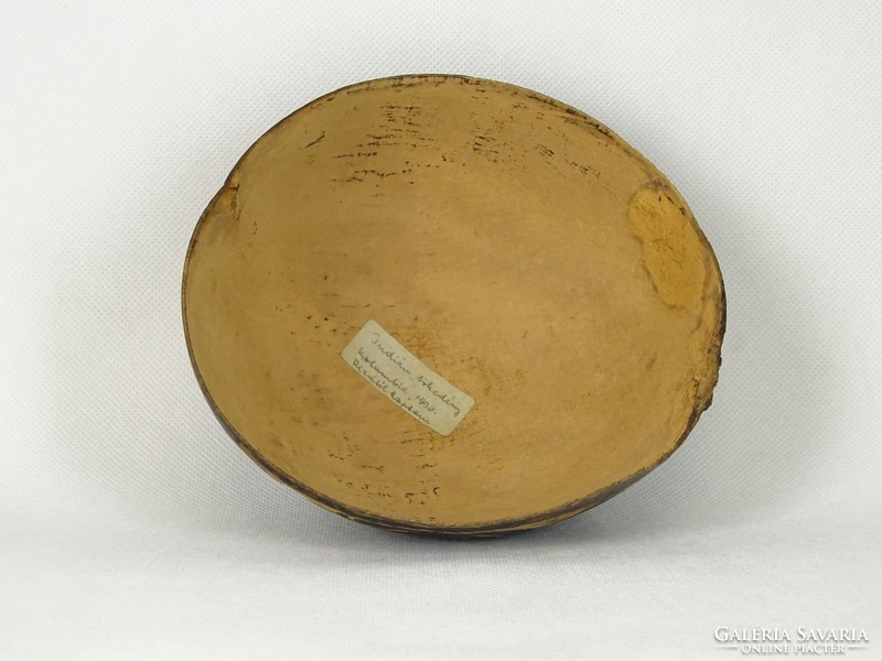 0W226 Karcolt indián kókuszdió edény Kolumbiából