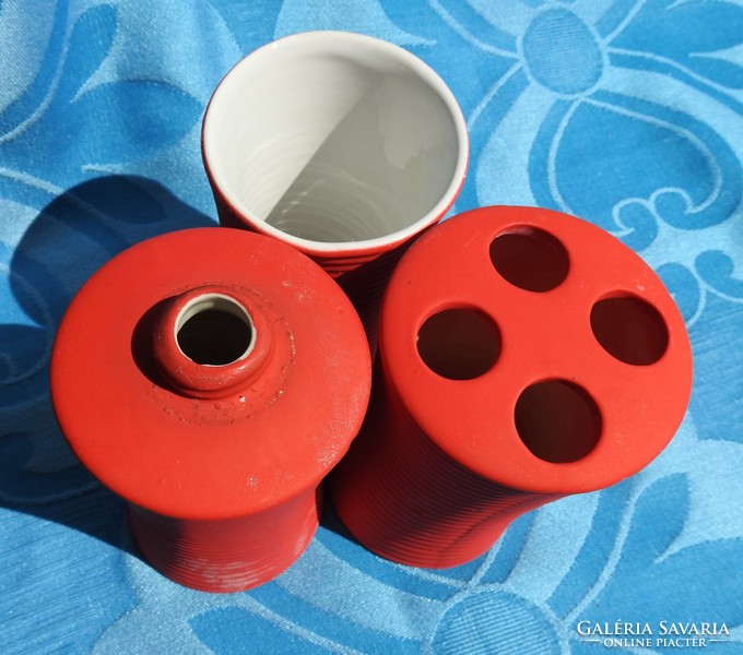 Retro piros henger alakú asztalközép váza készlet