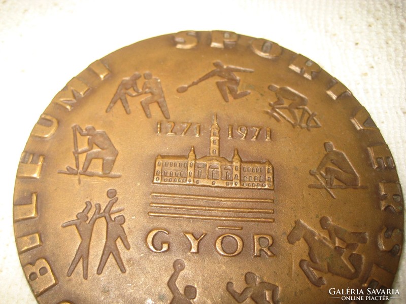 Győr jubilee sports tournament 1271 -1971 commemorative plaque 8 x 05 cm, with Renner signature