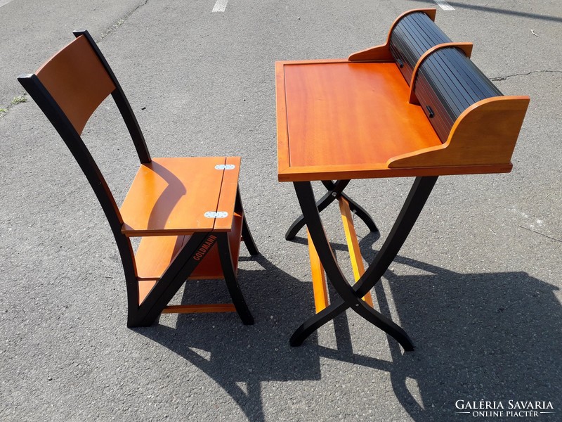 GOLDMANN design iróasztal + GOLDMANN design szék 1970-es évek, a szék két funkciós szék + létra