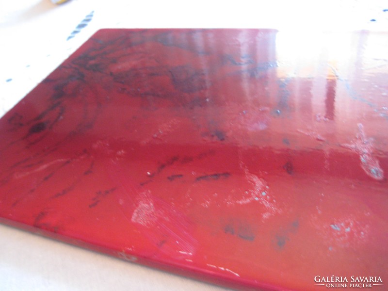 Zsolnay  csempe , a vörös sok árnyalata  szép labradoros  , több  tűzü  eozin  21 x  29 cm