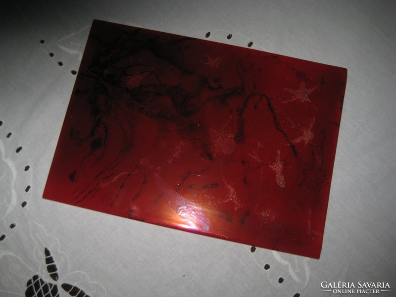 Zsolnay tile, many shades of red, beautiful labradorite, multi-fired eosin 21 x 29 cm