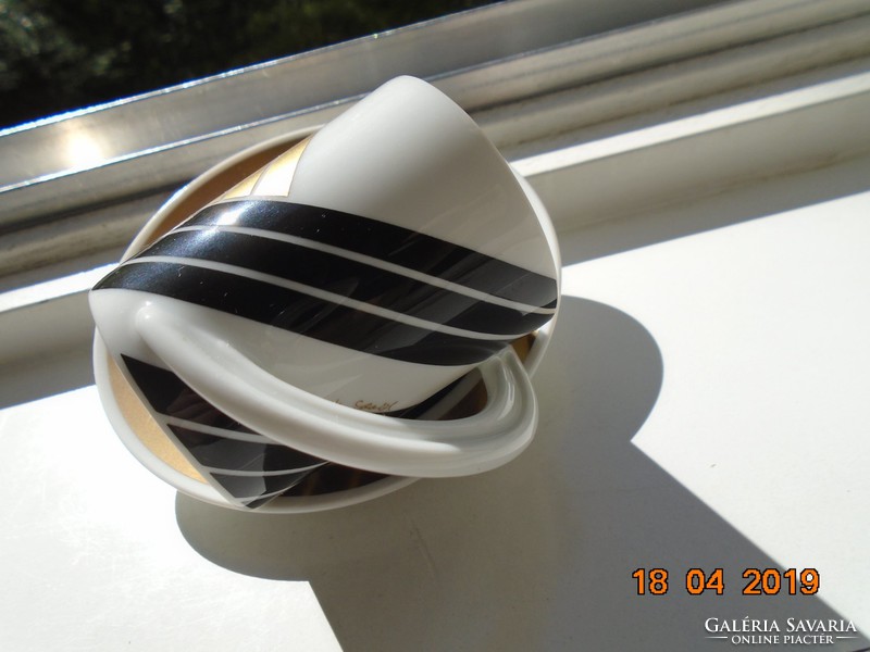 Rosenthal Újszerű Cupola Nr 5 alkotói Ursula és Karl Scheid szignójával mokkás Espresso Studio Line